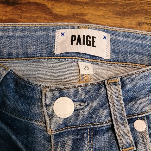 PAIGE Jeans Size 25 Verdugo Ankle Skinny Low Rise Raw Step Hem Rica - Picture 4 of 12